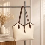 Cream Textured Women's Tote Handbag